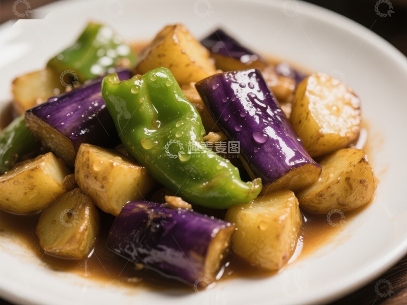 高清大图下载【趣麦麦图】茄子土豆炒青椒美食