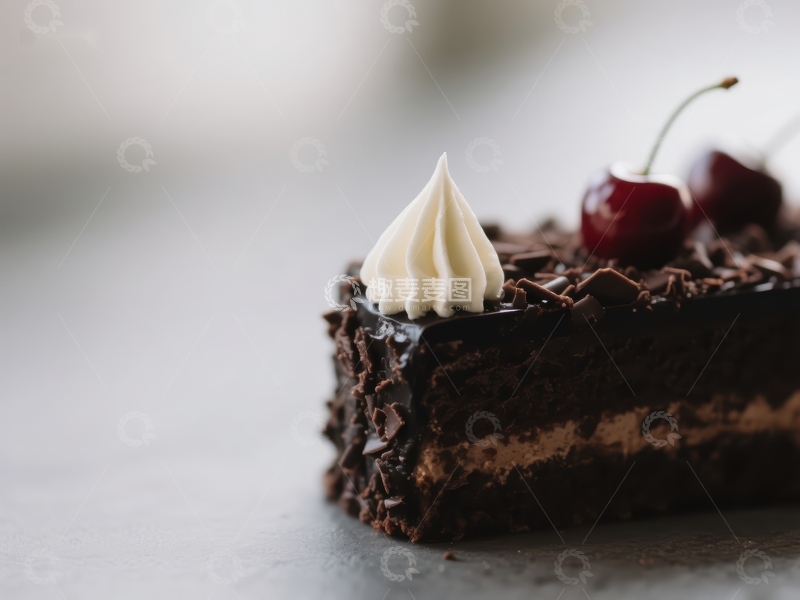 高清大图下载【趣麦麦图】巧克力蛋糕配樱桃与奶油