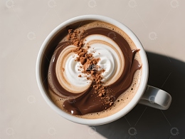 热饮特写：巧克力与奶油的完美融合