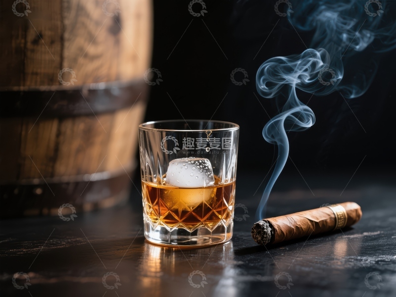 高清大图下载【趣麦麦图】威士忌与雪茄的静谧时光