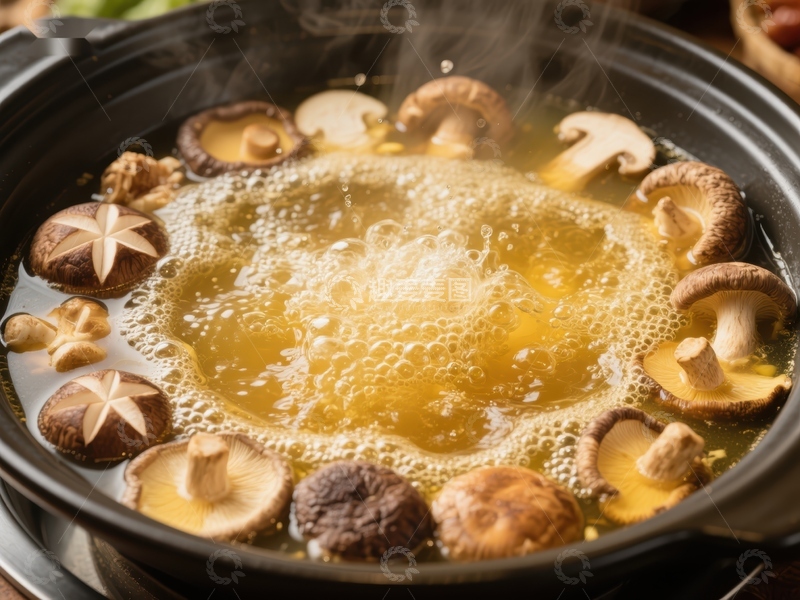 高清大图下载【趣麦麦图】-热气腾腾的蘑菇汤锅