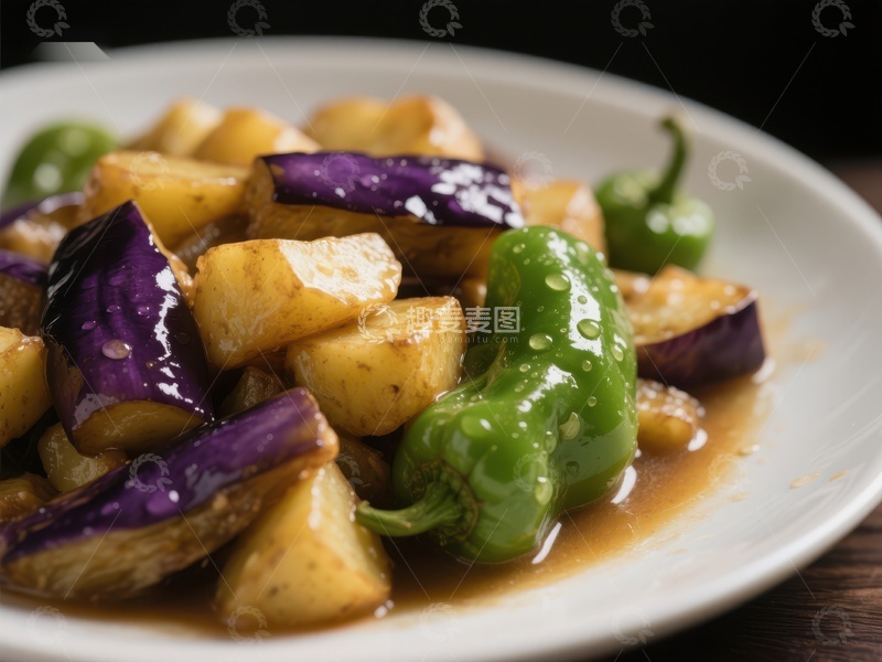 高清大图下载【趣麦麦图】炒土豆茄子青椒美食