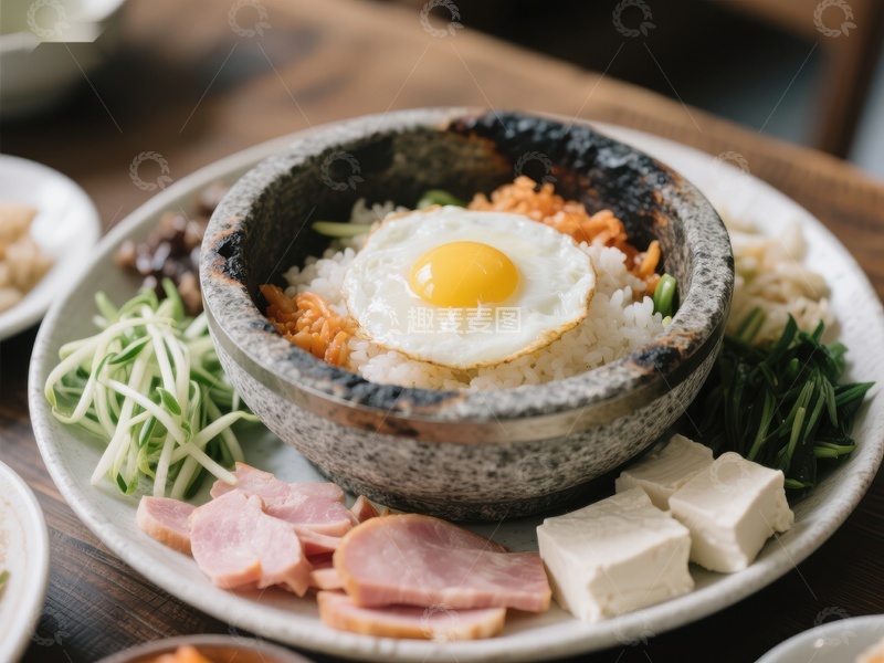 高清大图下载【趣麦麦图】石锅拌饭：色彩丰富的传统美食