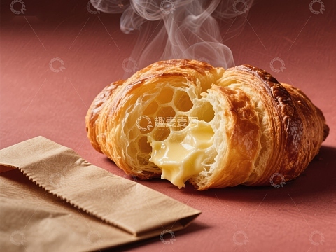 热腾腾的黄油羊角面包