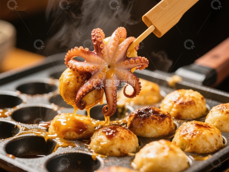 高清大图下载【趣麦麦图】章鱼小丸子热腾出炉