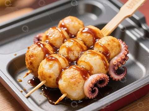 章鱼小丸子串烧特写