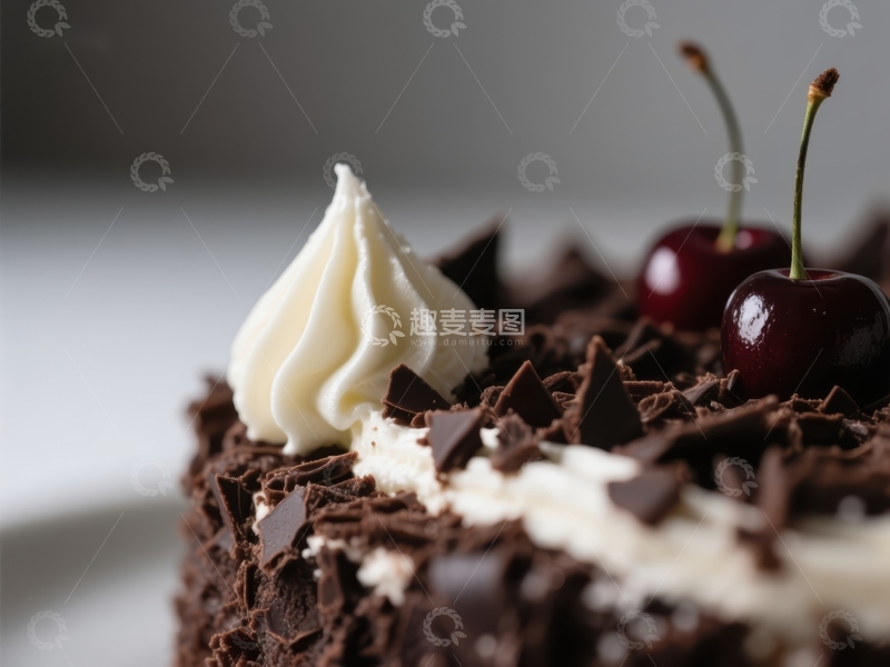 高清大图下载【趣麦麦图】巧克力蛋糕配樱桃与奶油