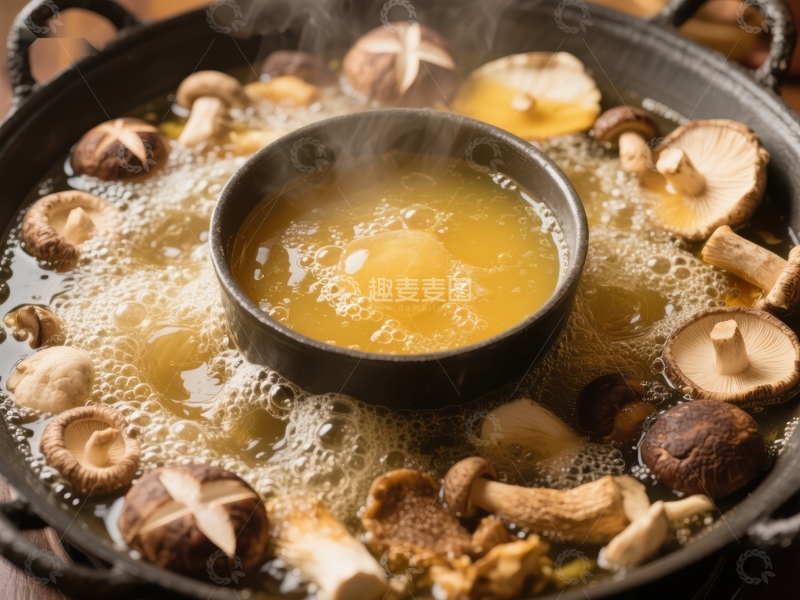 高清大图下载【趣麦麦图】热气腾腾的菌菇火锅