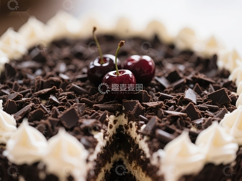 黑森林蛋糕，樱桃点缀