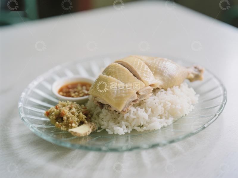 高清大图下载【趣麦麦图】鸡肉饭配蘸酱，美味可口