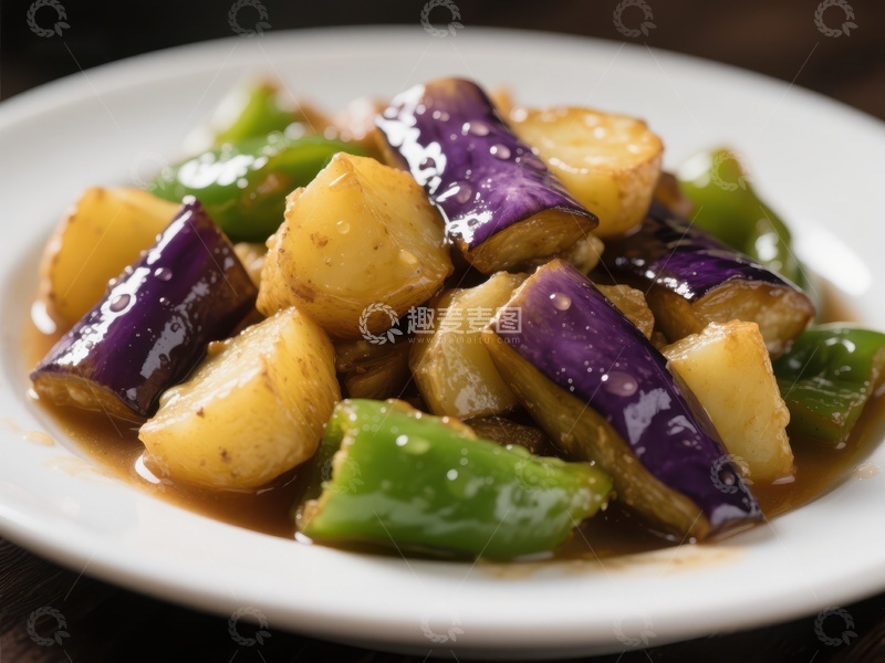 高清大图下载【趣麦麦图】茄子土豆炒青椒美食