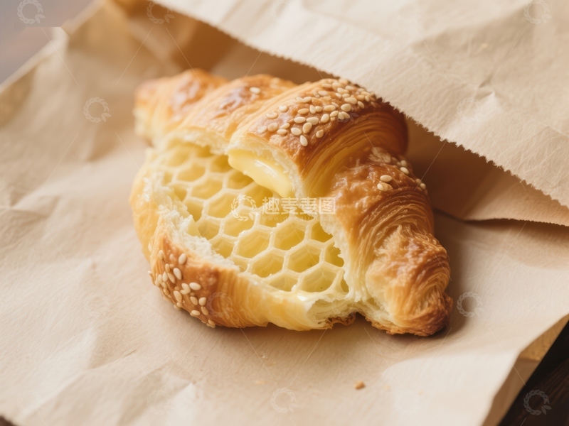 高清大图下载【趣麦麦图】蜂巢纹路的酥皮面包