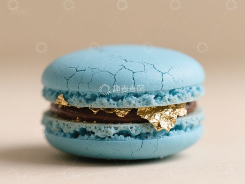 高清大图下载【趣麦麦图】蓝色马卡龙夹心金箔特写