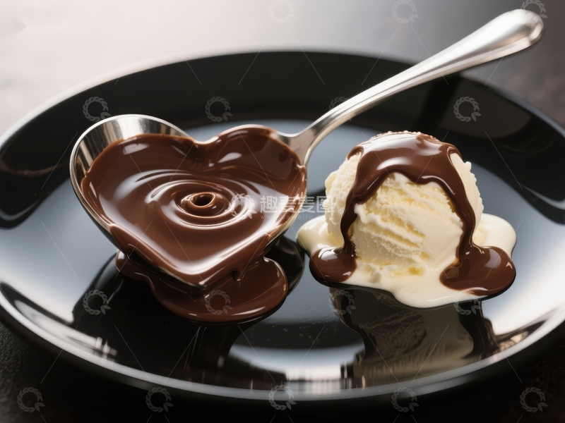 高清大图下载【趣麦麦图】心形巧克力与冰淇淋的甜蜜组合