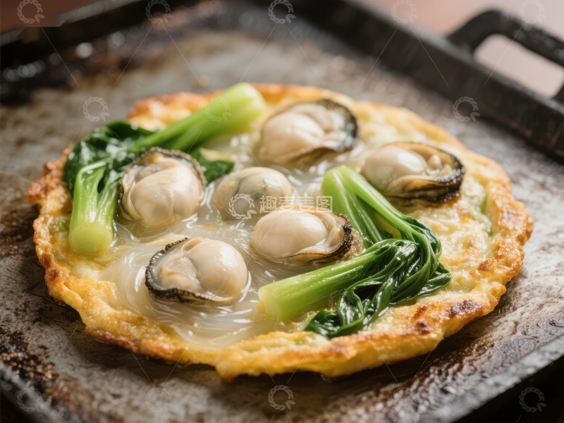 高清大图下载【趣麦麦图】煎锅上的牡蛎煎饼