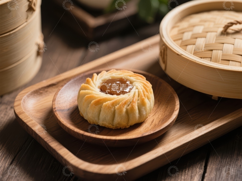 高清大图下载【趣麦麦图】精致糕点置于木质托盘