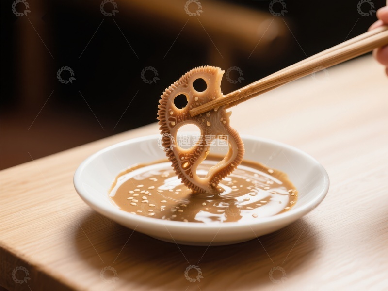 高清大图下载【趣麦麦图】章鱼造型食物蘸酱特写