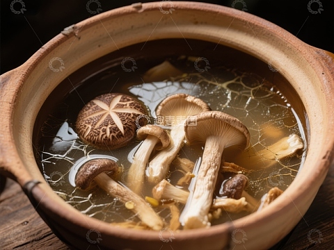 菌菇汤锅，热气腾腾