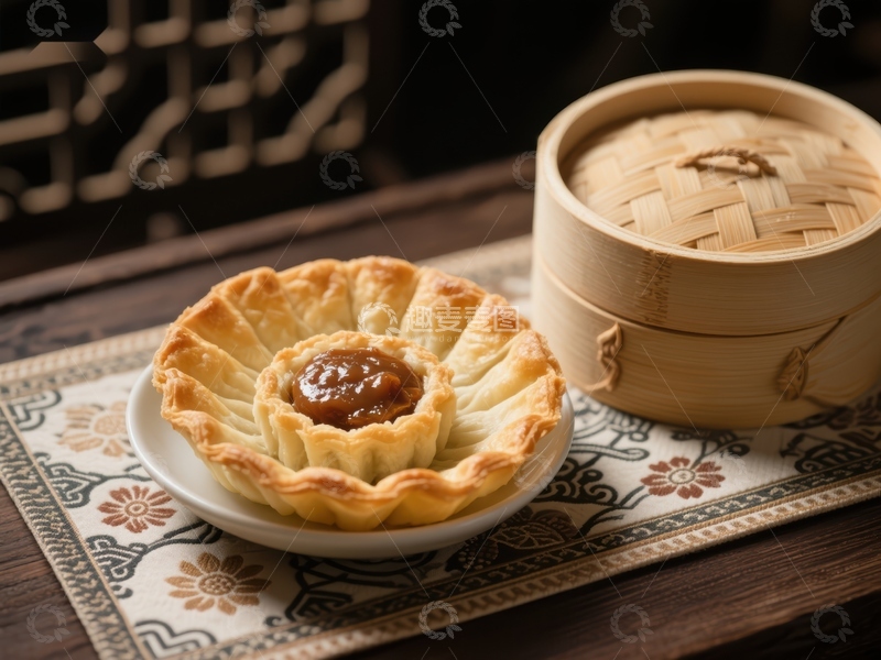 高清大图下载【趣麦麦图】精致糕点与竹制蒸笼