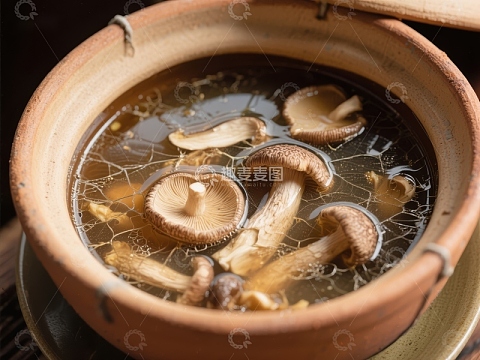 菌菇汤锅，热气腾腾