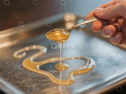 蜂蜜缓缓流淌，勺子绘制图案
