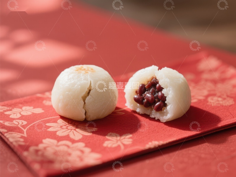 高清大图下载【趣麦麦图】-红豆汤圆，传统美食的甜蜜诱惑