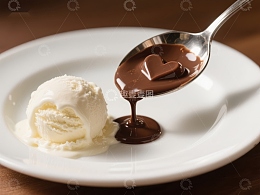 巧克力酱与冰淇淋的甜蜜组合