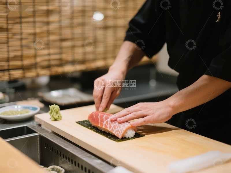 高清大图下载【趣麦麦图】-厨师精心制作寿司