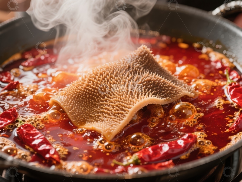 高清大图下载【趣麦麦图】火锅中的毛肚，热气腾腾