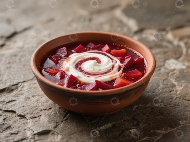 高清大图下载【趣麦麦图】红菜汤配酸奶油