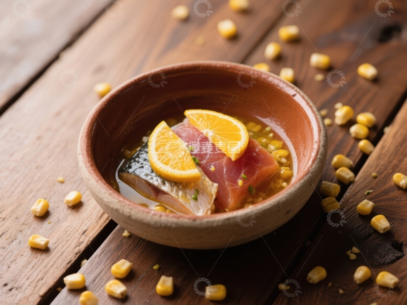 高清大图下载【趣麦麦图】橙香鱼片玉米汤