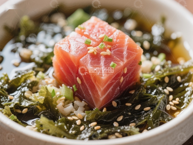 高清大图下载【趣麦麦图】鲜嫩金枪鱼刺身配海藻饭