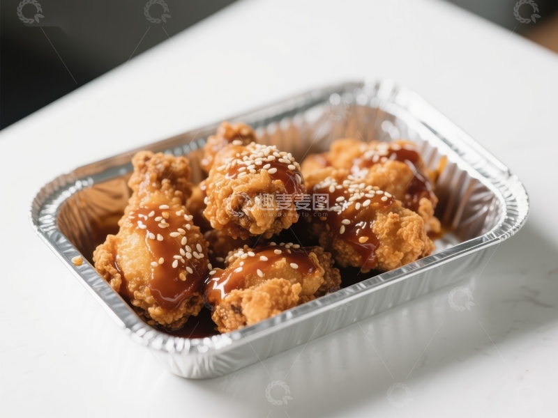 高清大图下载【趣麦麦图】酱汁鸡翅，撒芝麻铝箔盒装