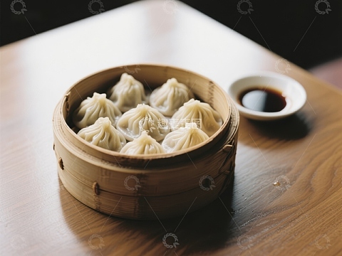 竹蒸笼中的美味小笼包