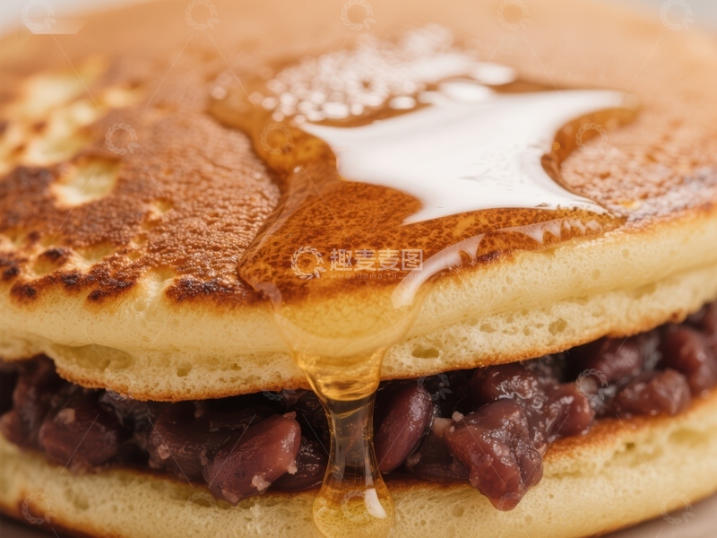 高清大图下载【趣麦麦图】红豆夹心煎饼淋蜂蜜