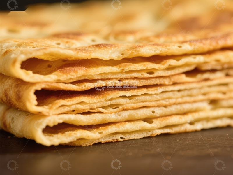 高清大图下载【趣麦麦图】金黄薄饼叠放特写