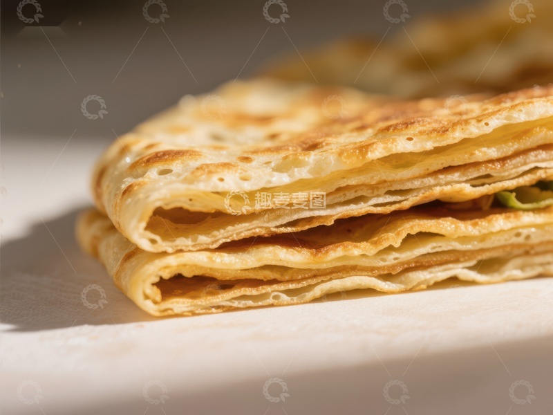 高清大图下载【趣麦麦图】金黄薄饼叠放特写