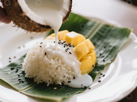 椰汁浇芒果糯米饭