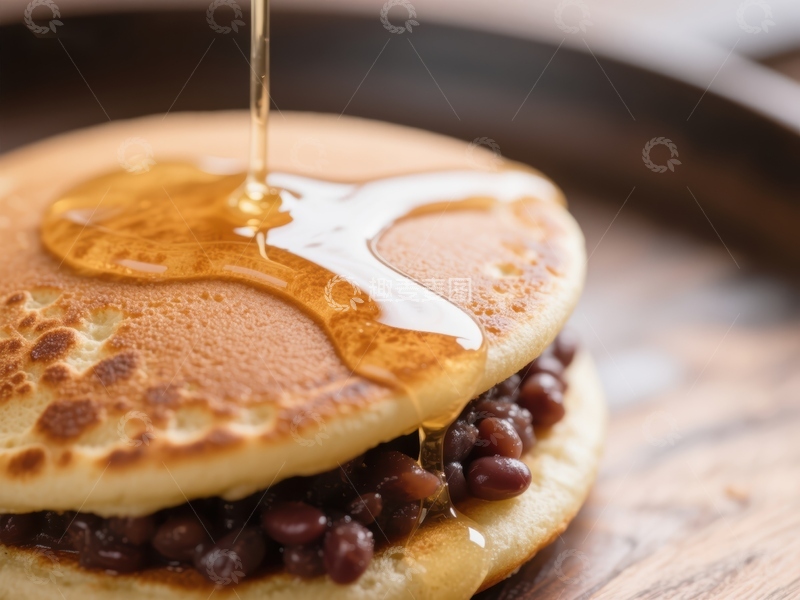 高清大图下载【趣麦麦图】蜂蜜浇灌的红豆夹心煎饼