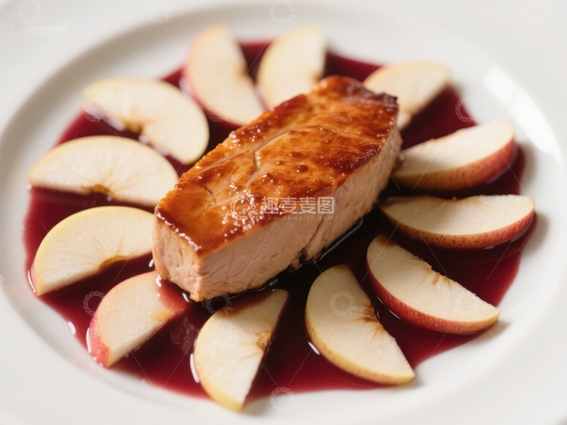 高清大图下载【趣麦麦图】烤鸭胸配苹果片与果酱