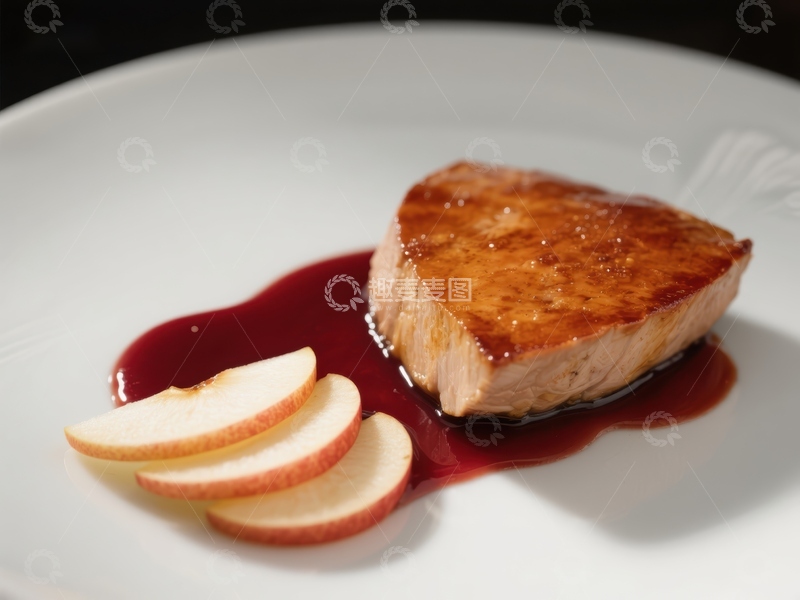 高清大图下载【趣麦麦图】煎鸭胸配苹果片与酱汁
