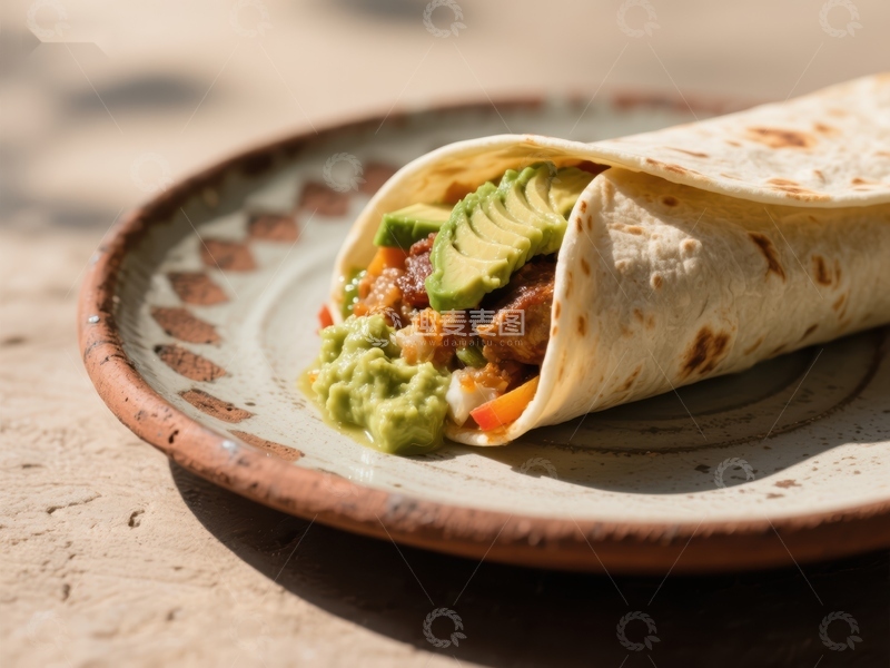高清大图下载【趣麦麦图】美味卷饼配鳄梨酱和蔬菜