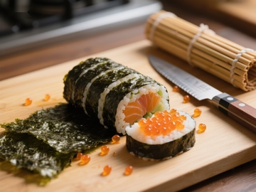 精致寿司切片与海苔