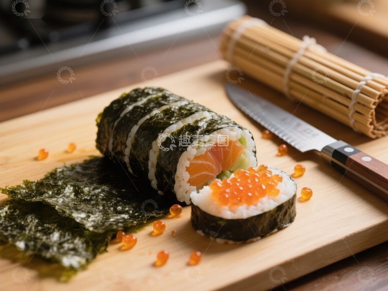 高清大图下载【趣麦麦图】精致寿司切片与海苔