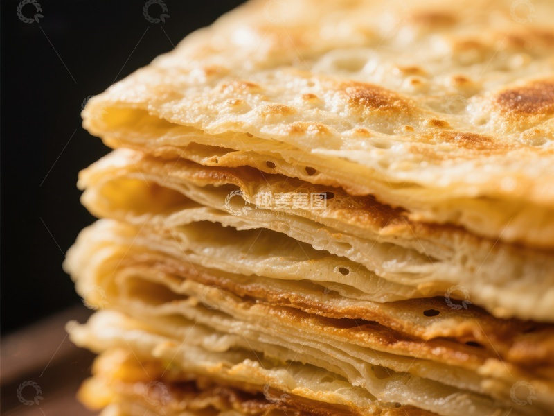 高清大图下载【趣麦麦图】金黄薄饼叠成高塔