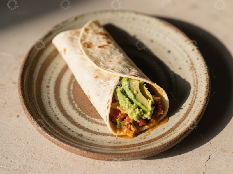 高清大图下载【趣麦麦图】卷饼配鳄梨酱和蔬菜