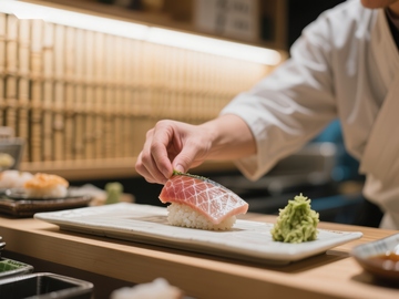 寿司师傅精心制作美食