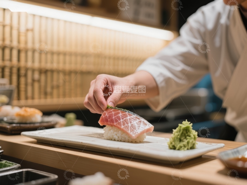 高清大图下载【趣麦麦图】寿司师傅精心制作美食