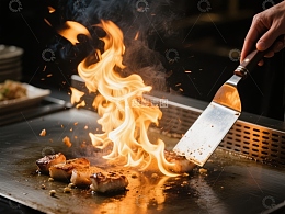火焰炙烤中的美味食材