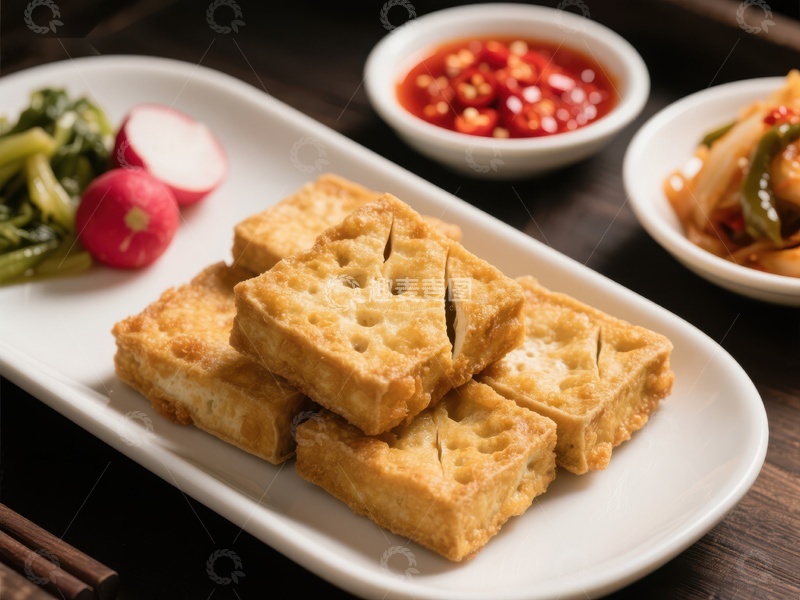高清大图下载【趣麦麦图】金黄酥脆的炸豆腐配小菜